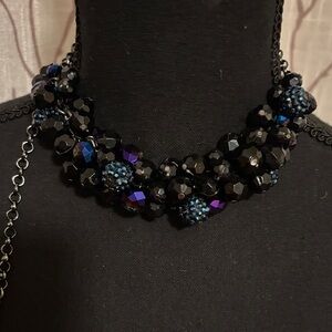 NWT Elegant Black and Blue Beaded Necklace
